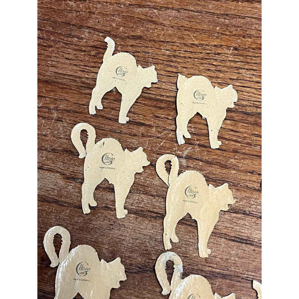 Antique 1920s Gibson Line Germany Halloween Black Cat Diecut Seals Lot (10)