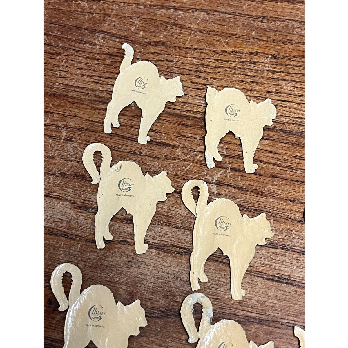Antique 1920s Gibson Line Germany Halloween Black Cat Diecut Seals Lot (10)