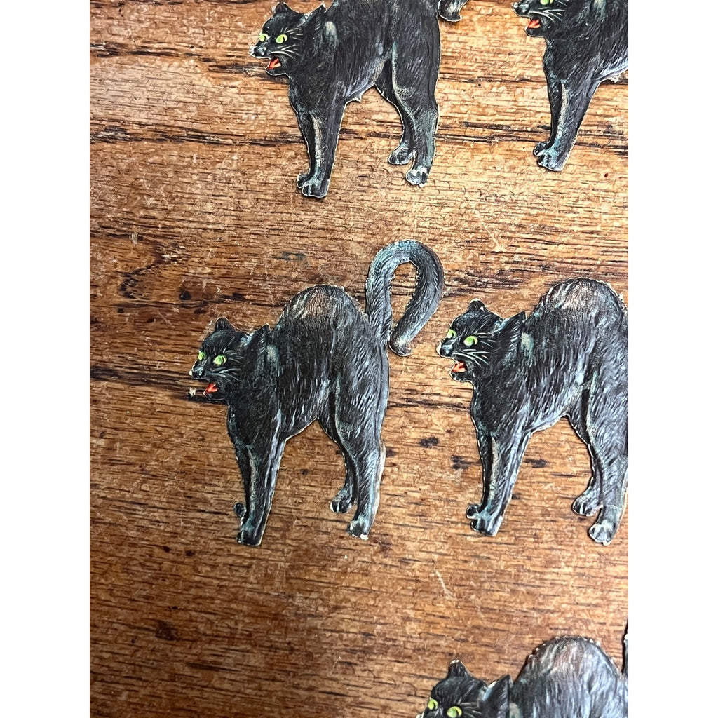 Antique 1920s Gibson Line Germany Halloween Black Cat Diecut Seals Lot (10)