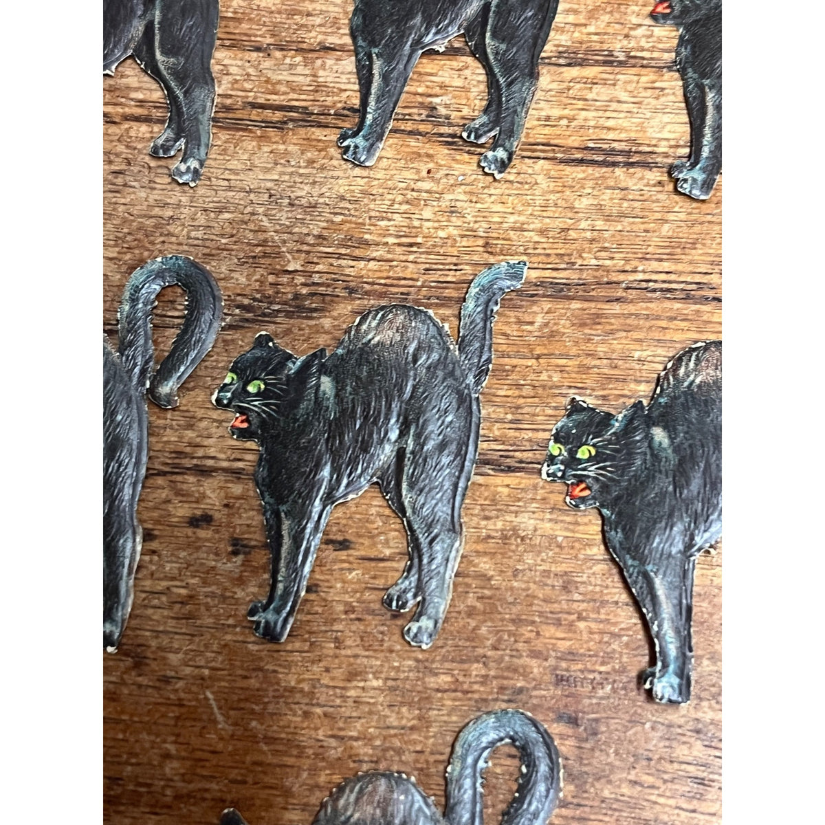 Antique 1920s Gibson Line Germany Halloween Black Cat Diecut Seals Lot (10)