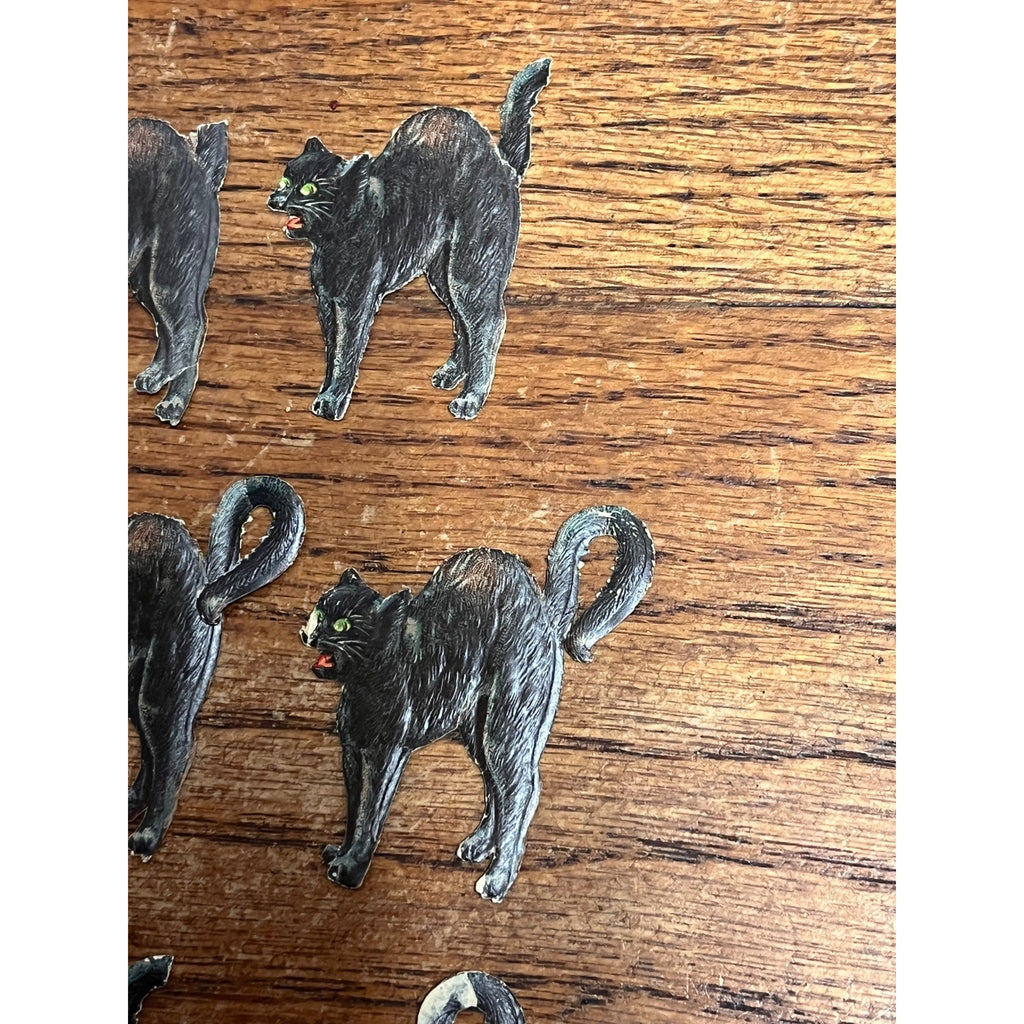 Antique 1920s Gibson Line Germany Halloween Black Cat Diecut Seals Lot (10)