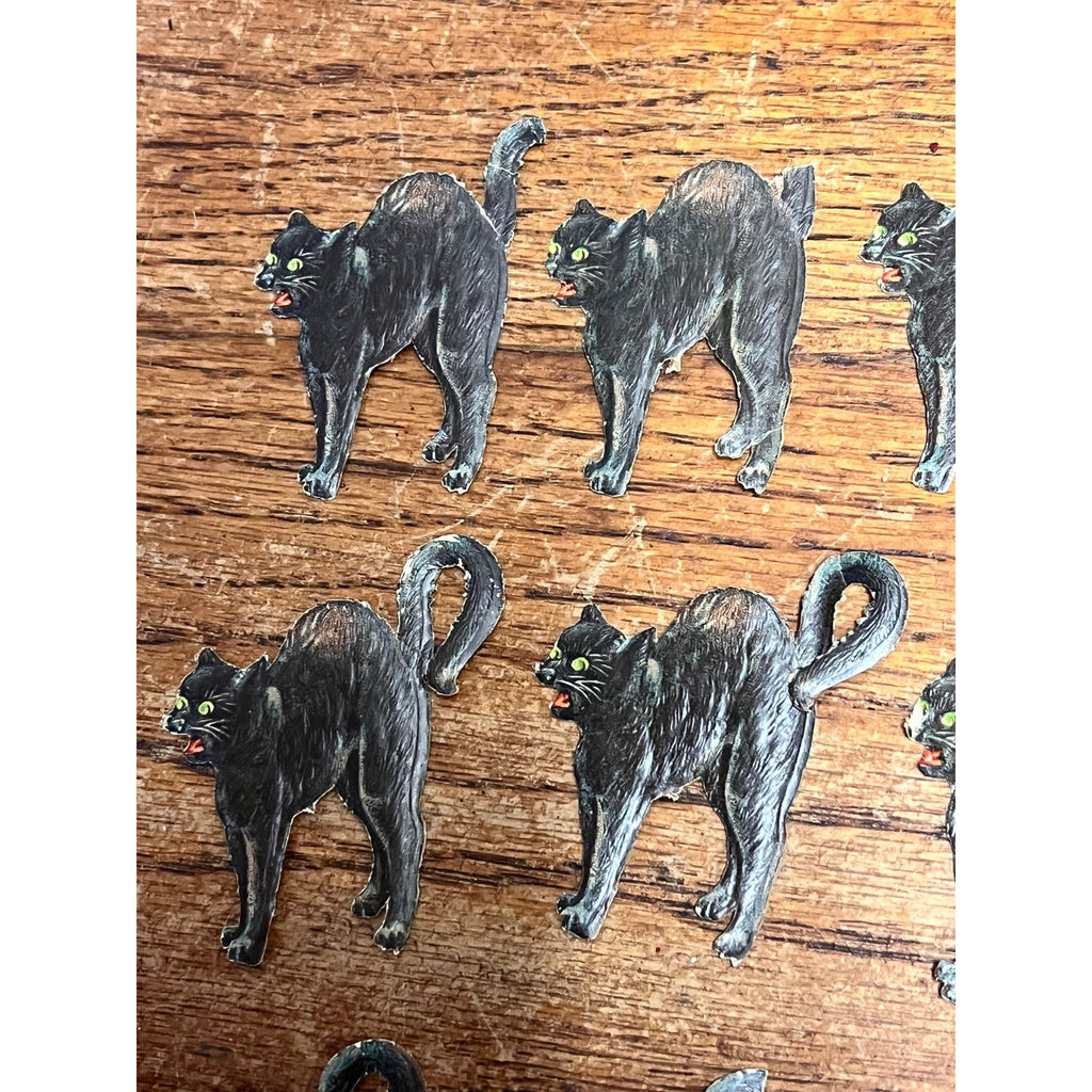 Antique 1920s Gibson Line Germany Halloween Black Cat Diecut Seals Lot (10)