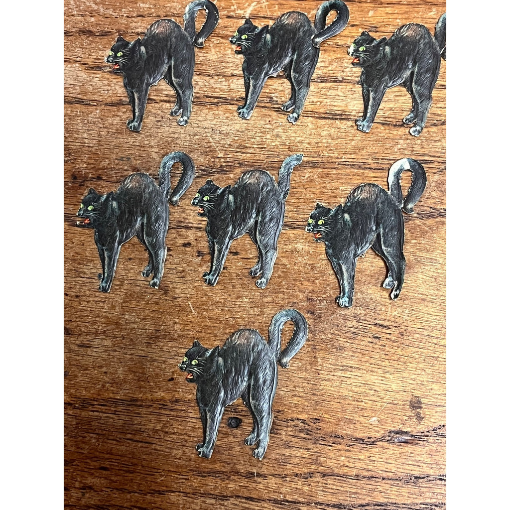 Antique 1920s Gibson Line Germany Halloween Black Cat Diecut Seals Lot (10)