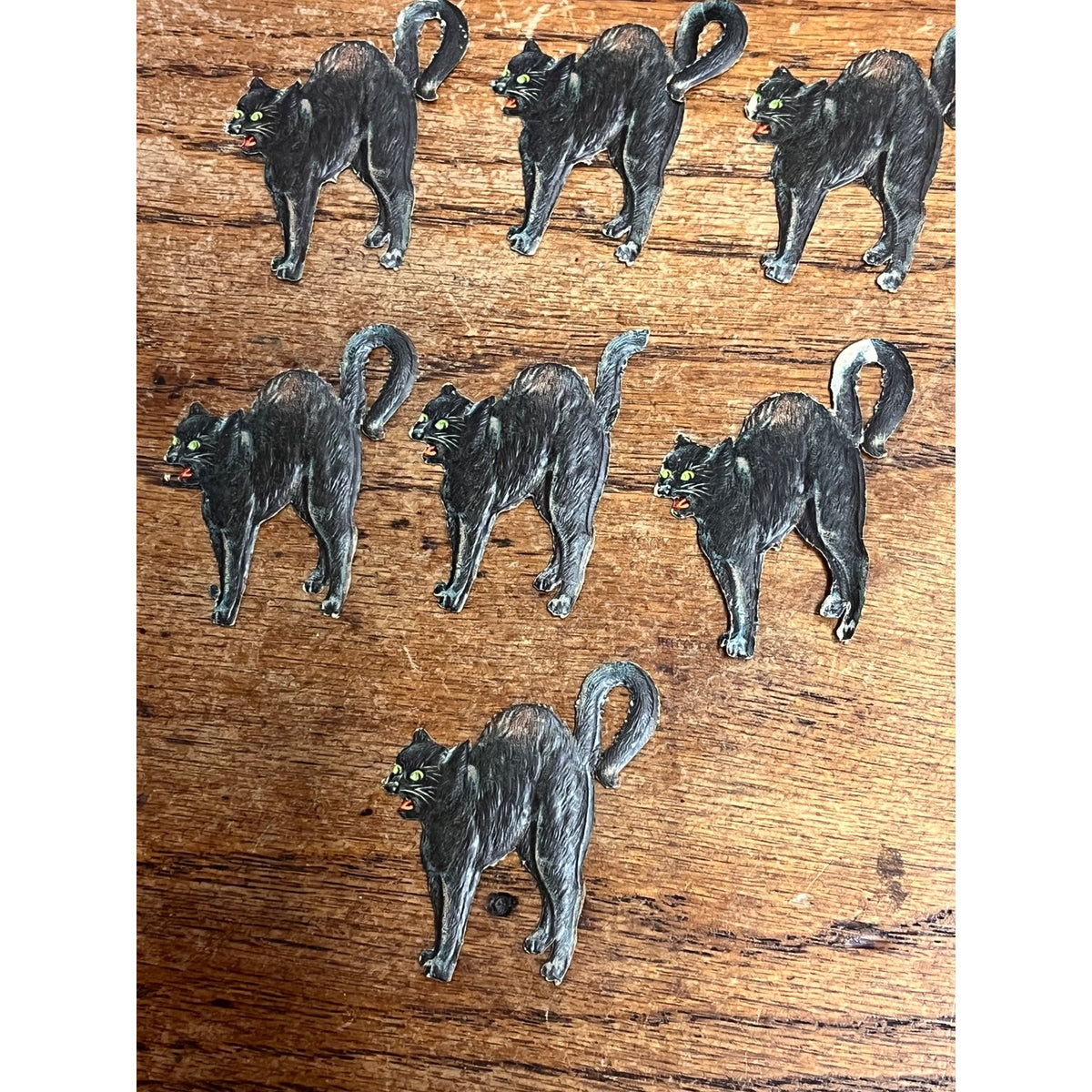 Antique 1920s Gibson Line Germany Halloween Black Cat Diecut Seals Lot (10)