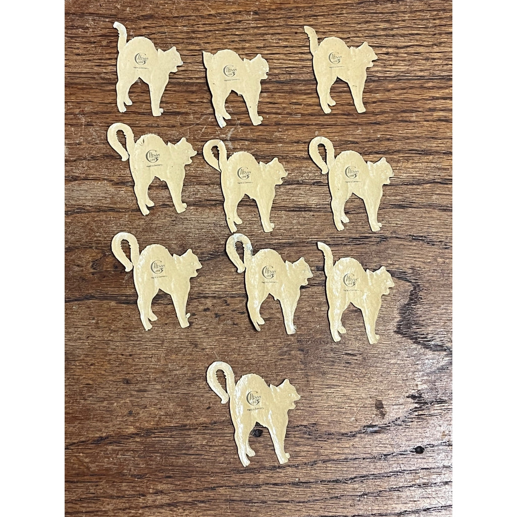 Antique 1920s Gibson Line Germany Halloween Black Cat Diecut Seals Lot (10)