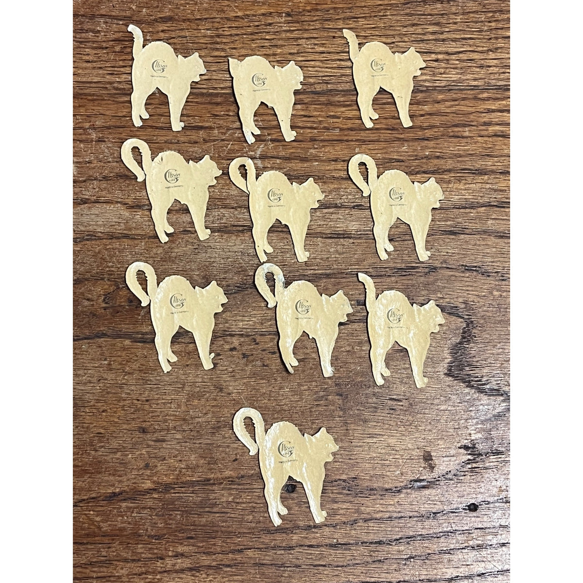 Antique 1920s Gibson Line Germany Halloween Black Cat Diecut Seals Lot (10)