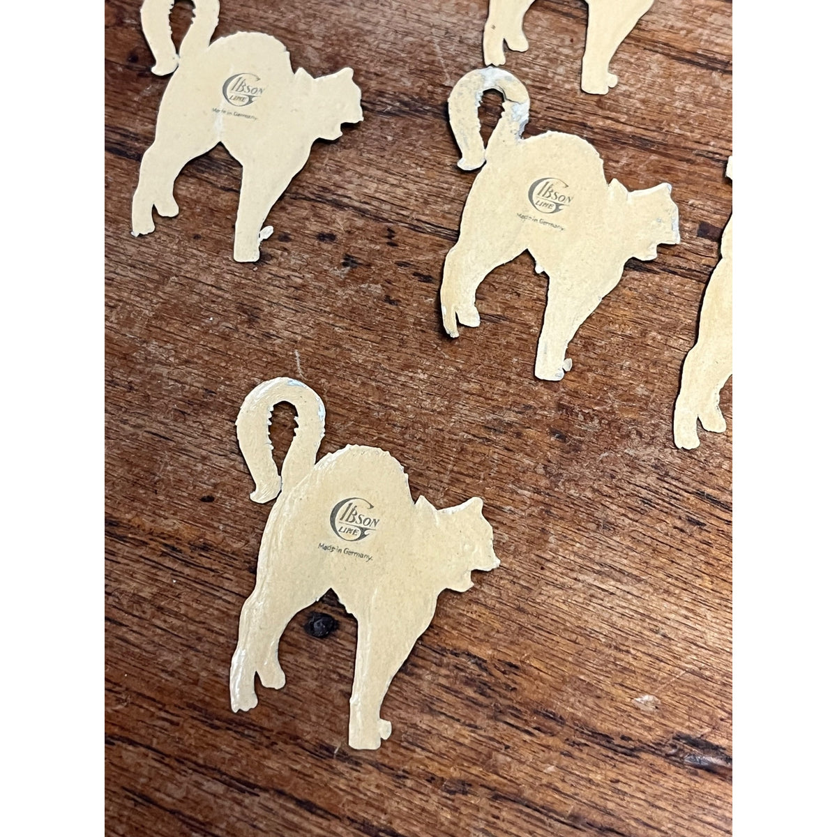 Antique 1920s Gibson Line Germany Halloween Black Cat Diecut Seals Lot (10)
