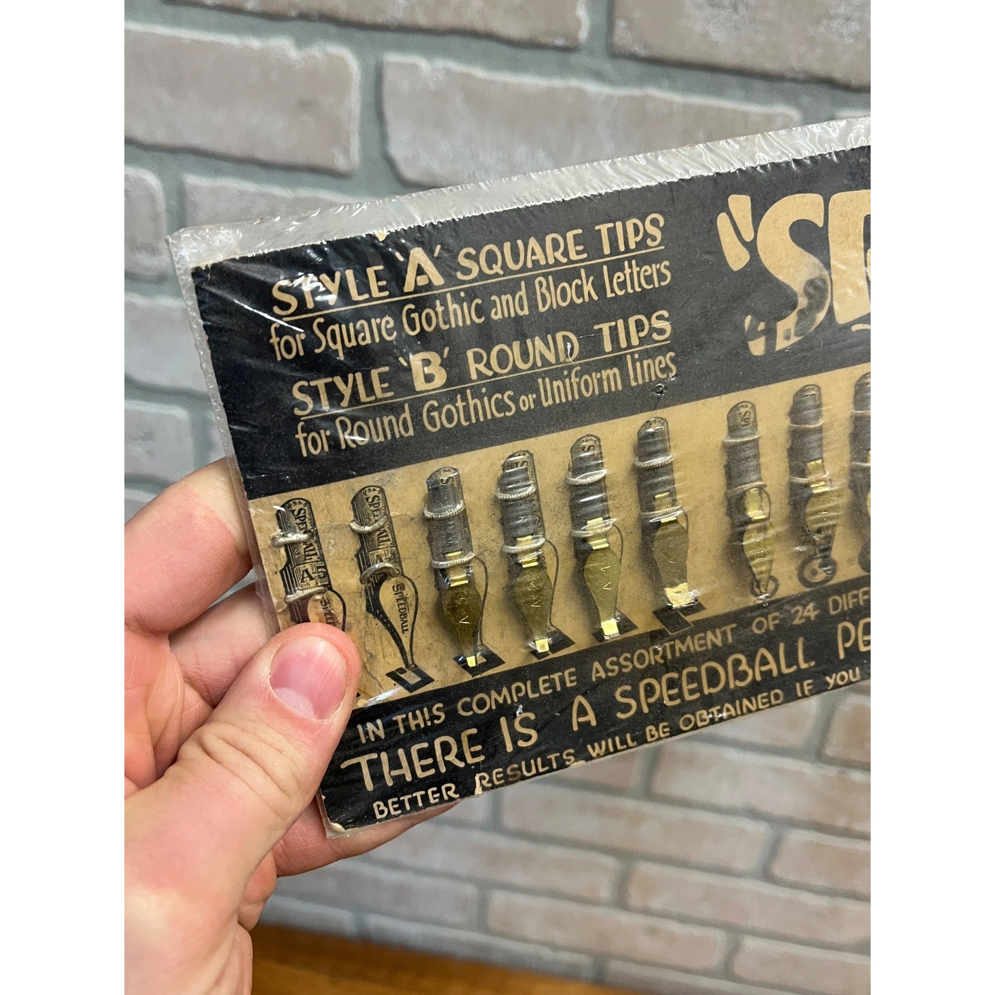 Vintage Calligraphy Speedball 24 Pen Nibs On Card Incomplete 1950s