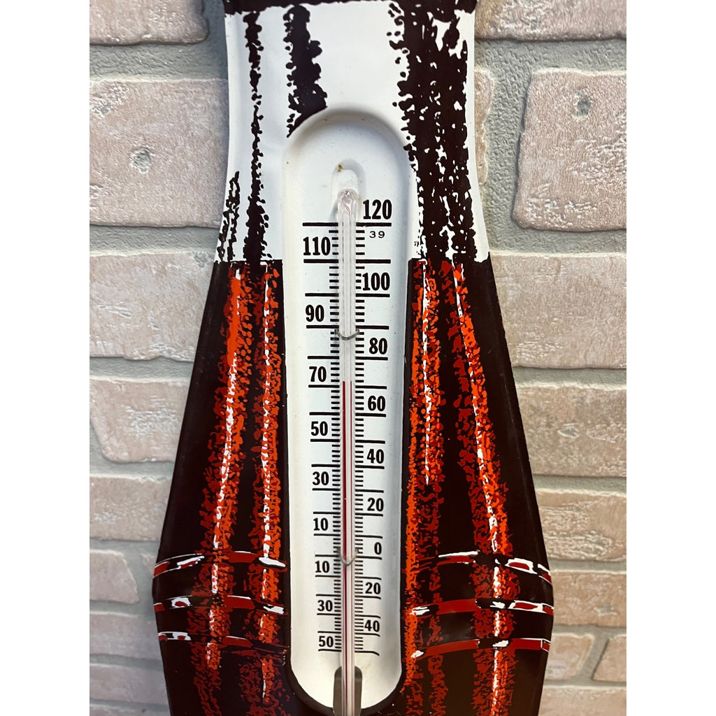 Vintage 1950s Hires Root Beer Advertising Metal Thermometer Sign Bottle 29"