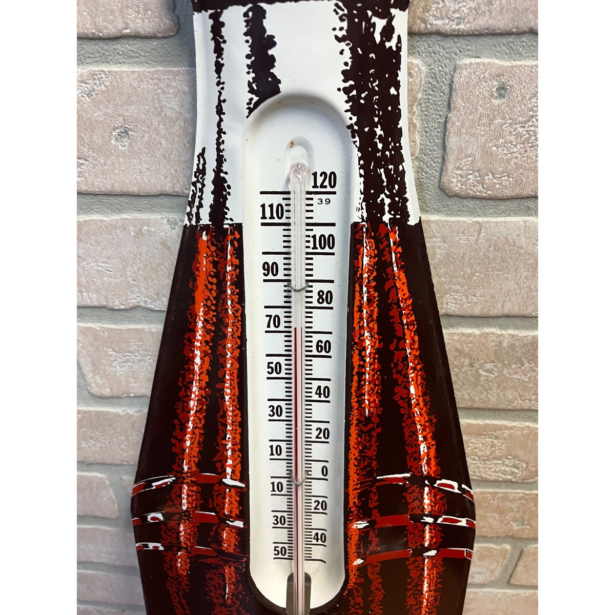 Vintage 1950s Hires Root Beer Advertising Metal Thermometer Sign Bottle 29"