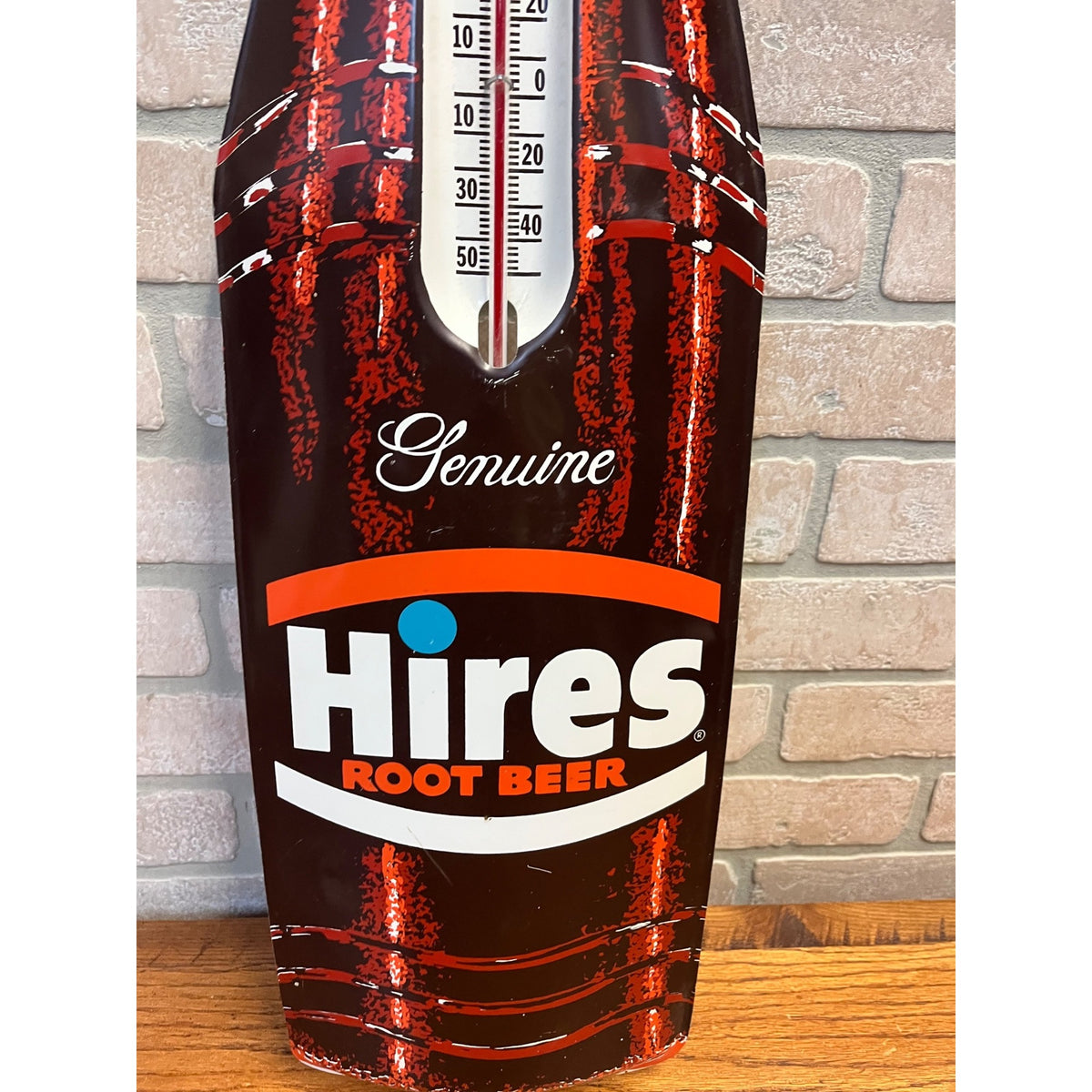 Vintage 1950s Hires Root Beer Advertising Metal Thermometer Sign Bottle 29"