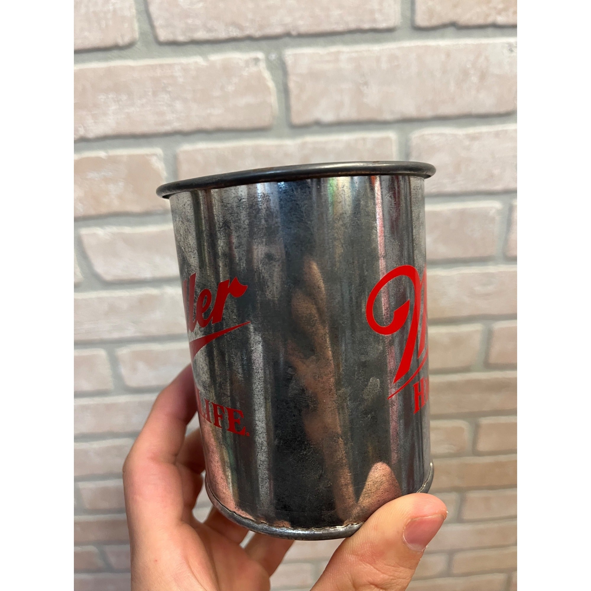 Vintage Miller High Life Tin Metal Cup Mug Beer Barware