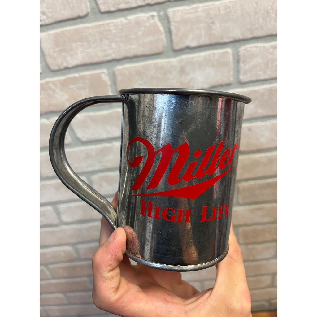 Vintage Miller High Life Tin Metal Cup Mug Beer Barware