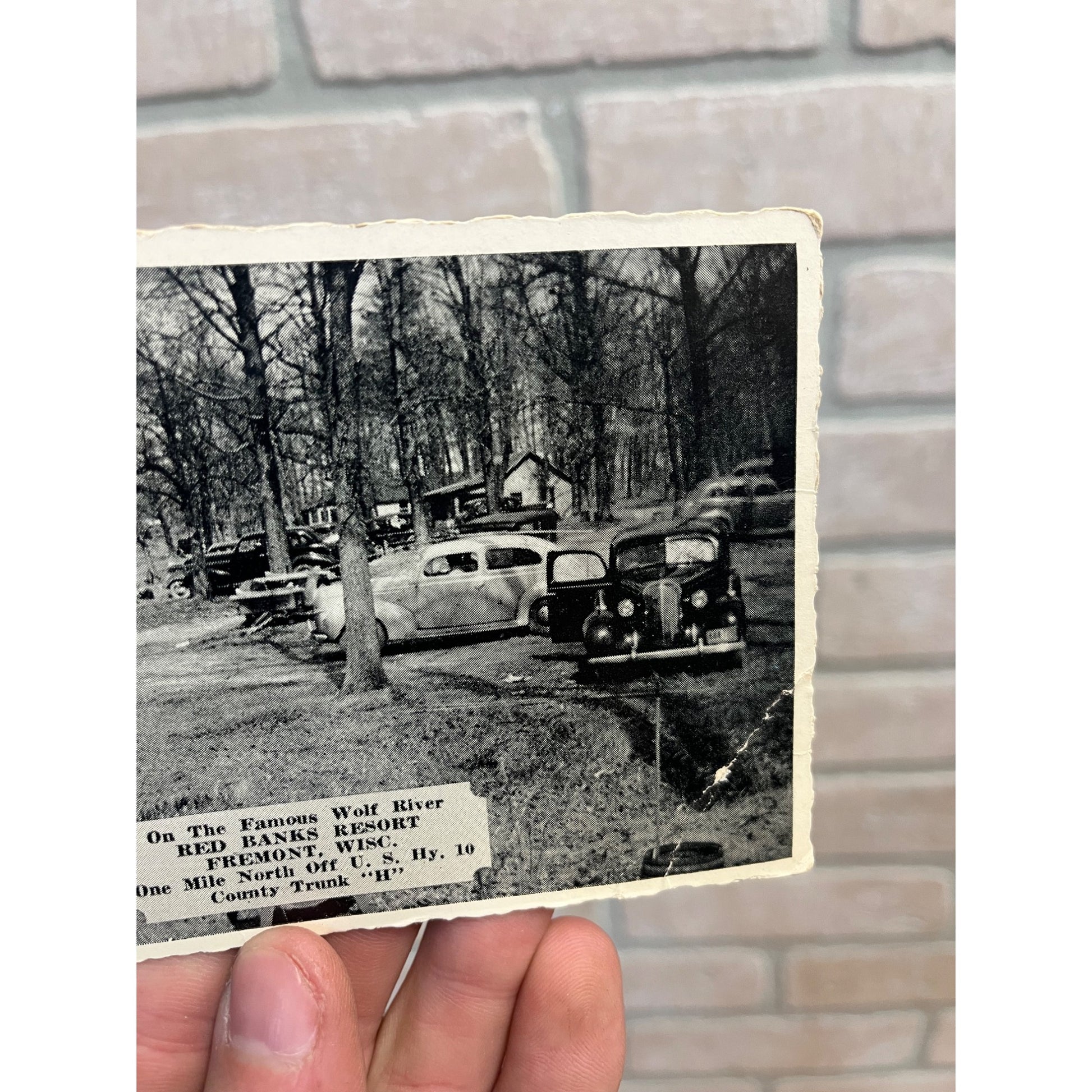 RPPC Postcard -- Fremont Wisconsin - Wolf River Red Banks Resort * Creased