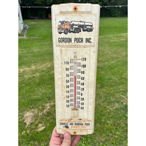 Vintage Gordon Poch Metal Thermometer Sign WI Wisconsin St Cloud Milk Delivery