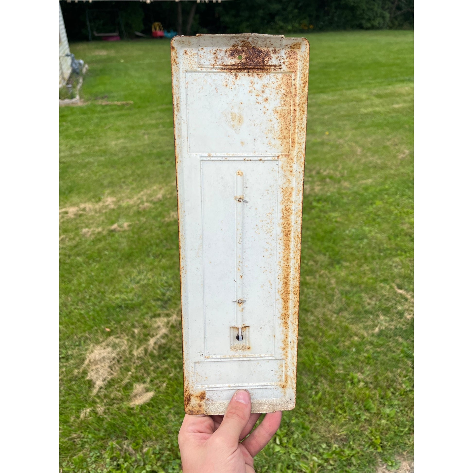 Vintage Gordon Poch Metal Thermometer Sign WI Wisconsin St Cloud Milk Delivery