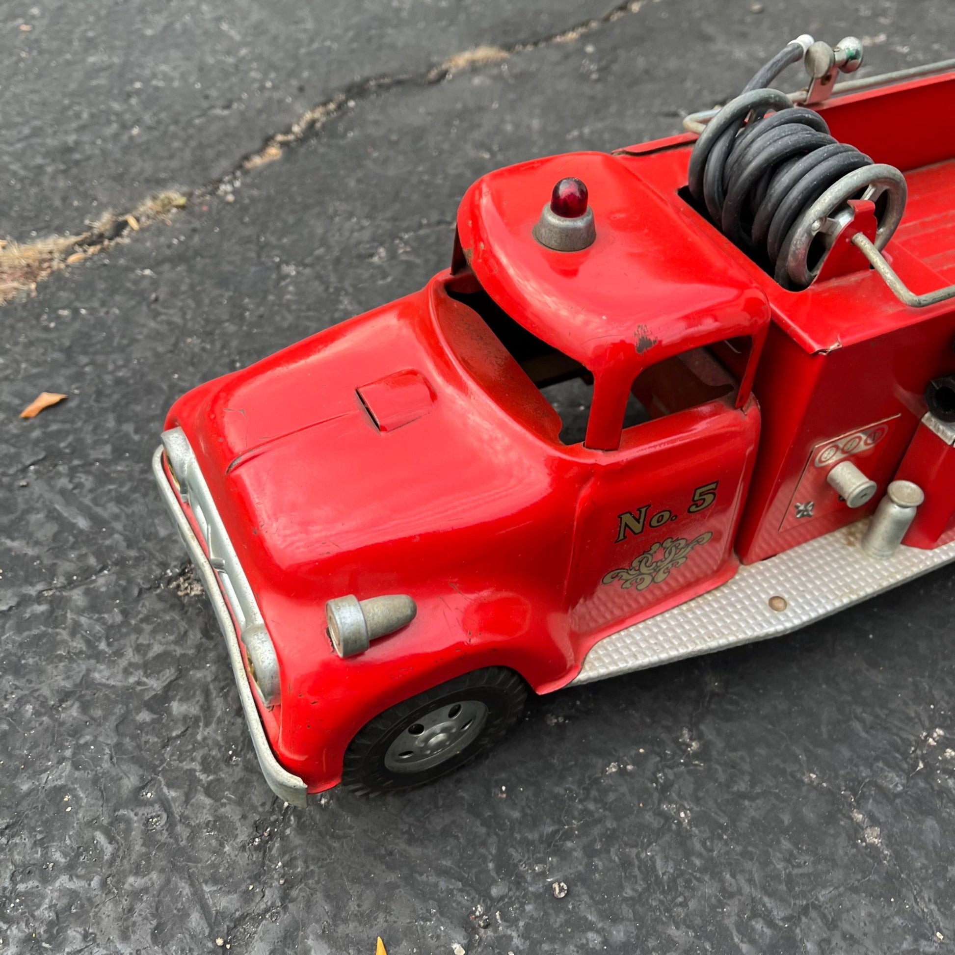 Vintage 1950s Tonka Fire Truck Pumper No. 5 TFD Pressed Steel Toy