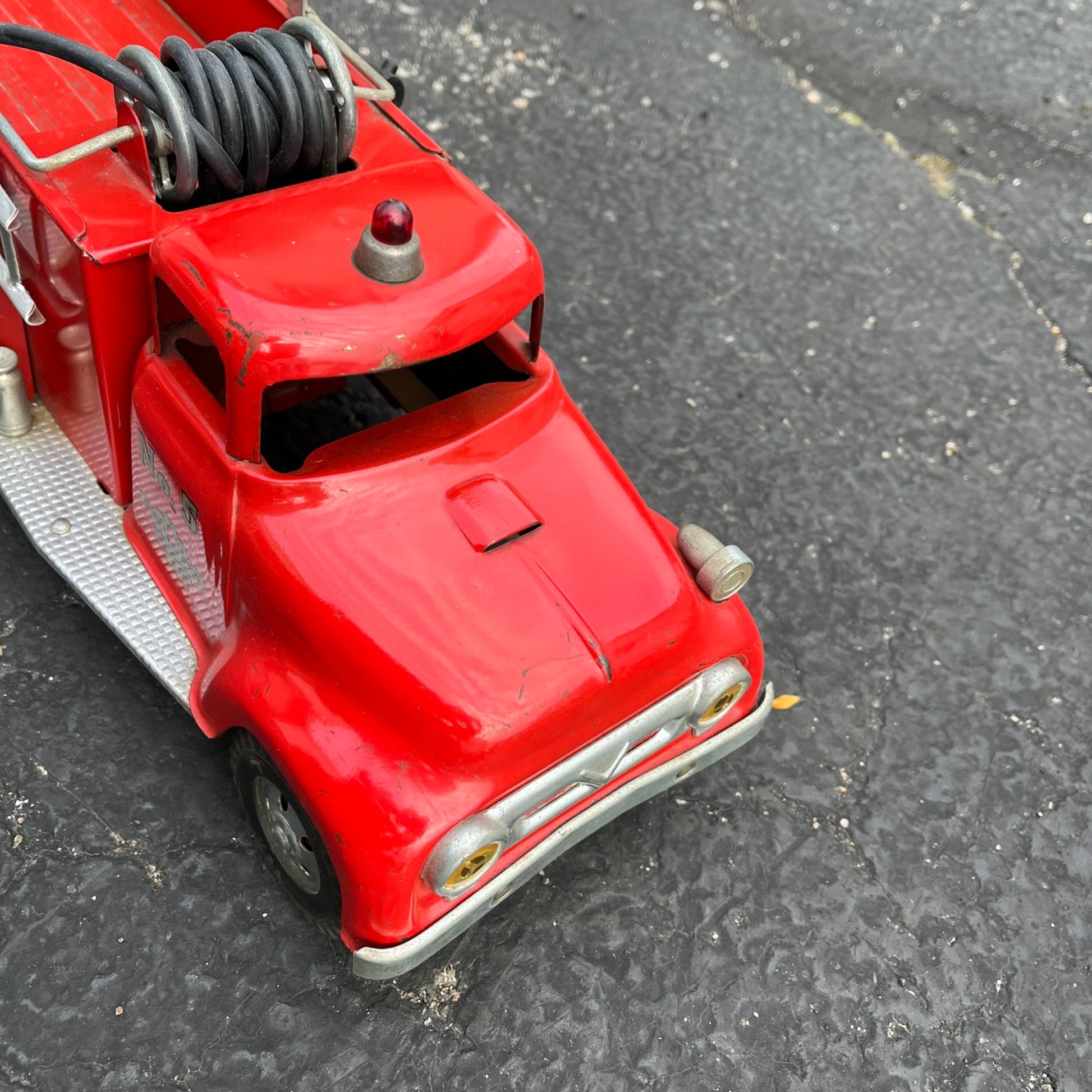 Vintage 1950s Tonka Fire Truck Pumper No. 5 TFD Pressed Steel Toy