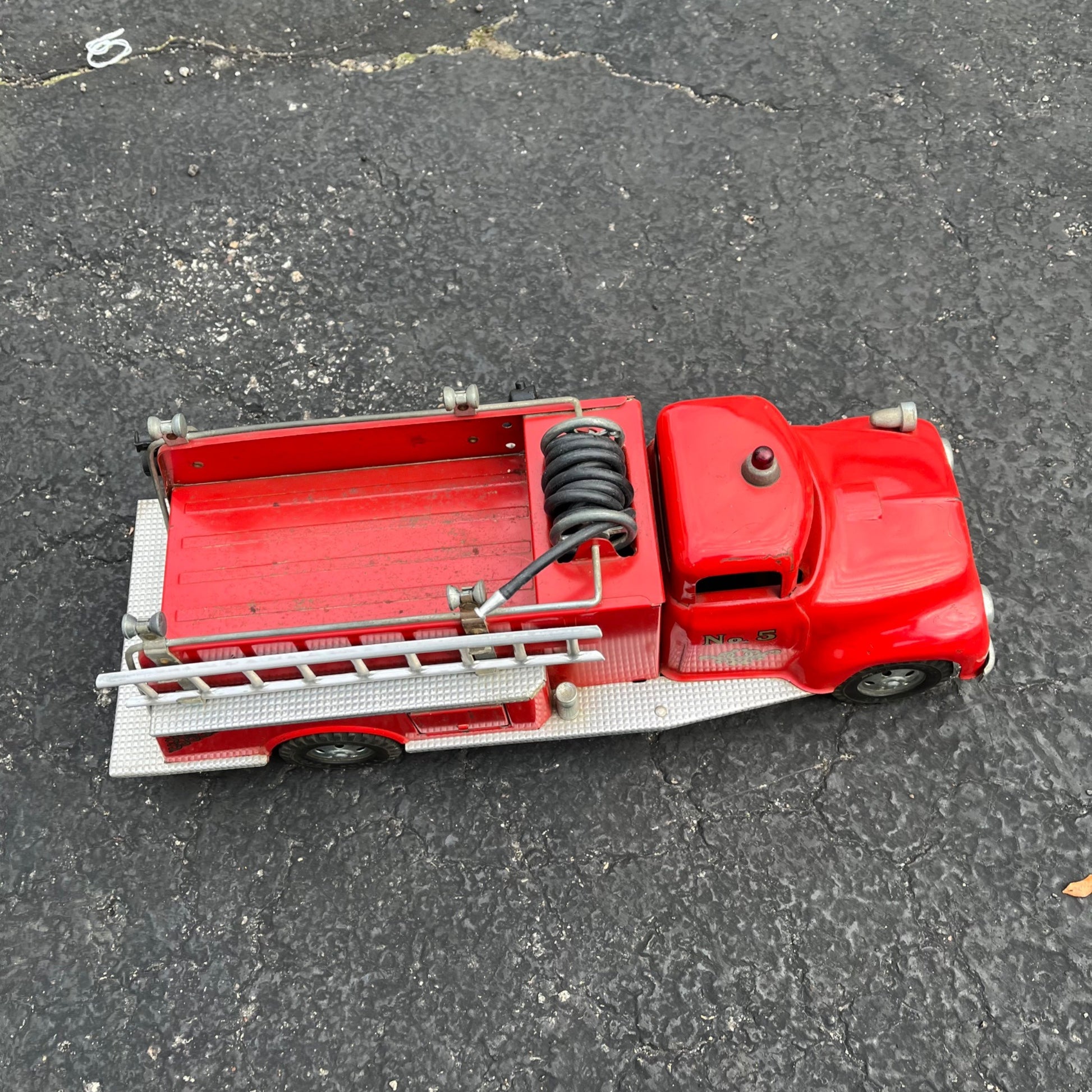 Vintage 1950s Tonka Fire Truck Pumper No. 5 TFD Pressed Steel Toy