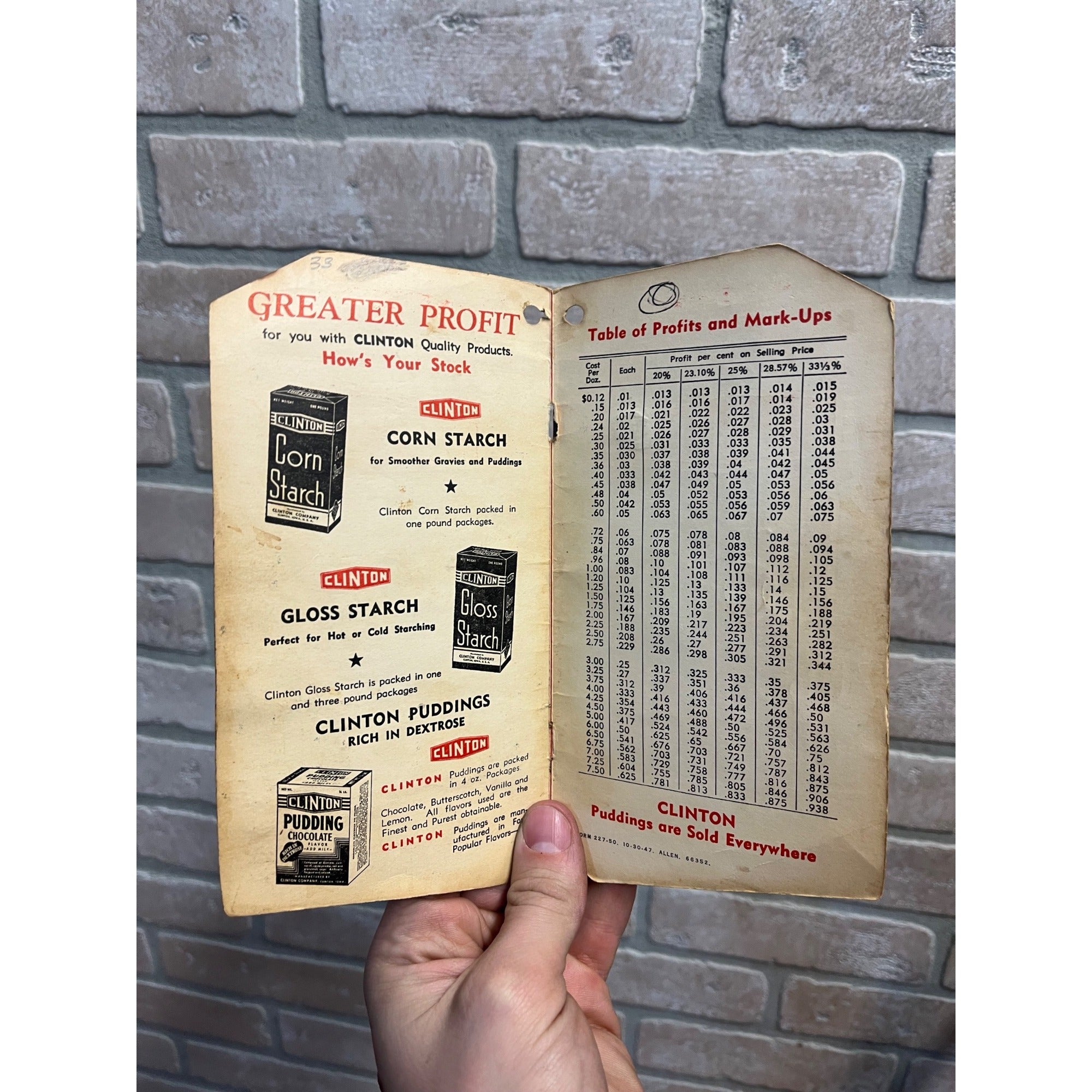 Vintage Clinton Gloss Starcth Advertising Brochure Card Clinton Iowa