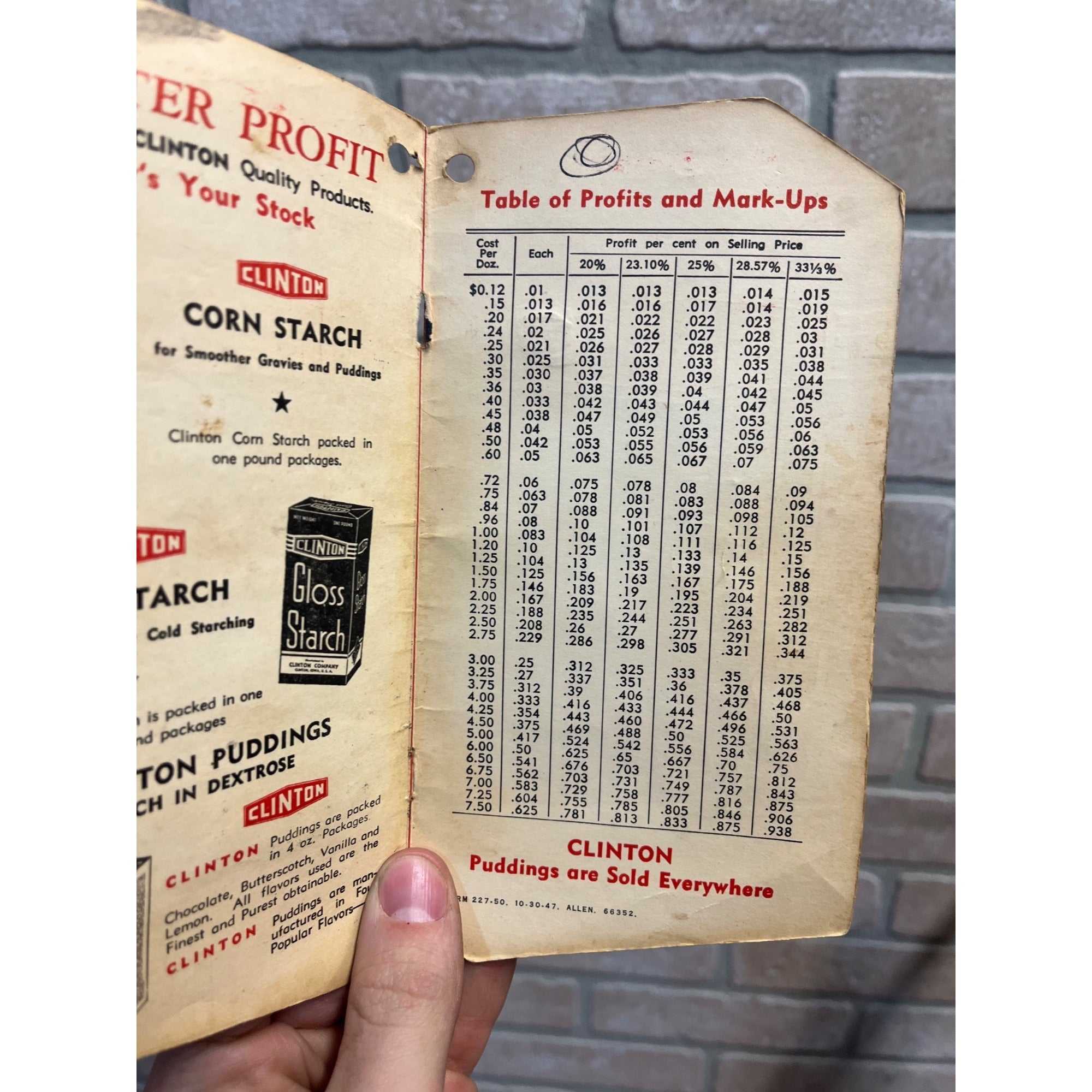 Vintage Clinton Gloss Starcth Advertising Brochure Card Clinton Iowa