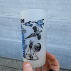 Vintage Hazel Atlas Wisconsin Frosted State Souvenir Glass 5" Tumbler MCM