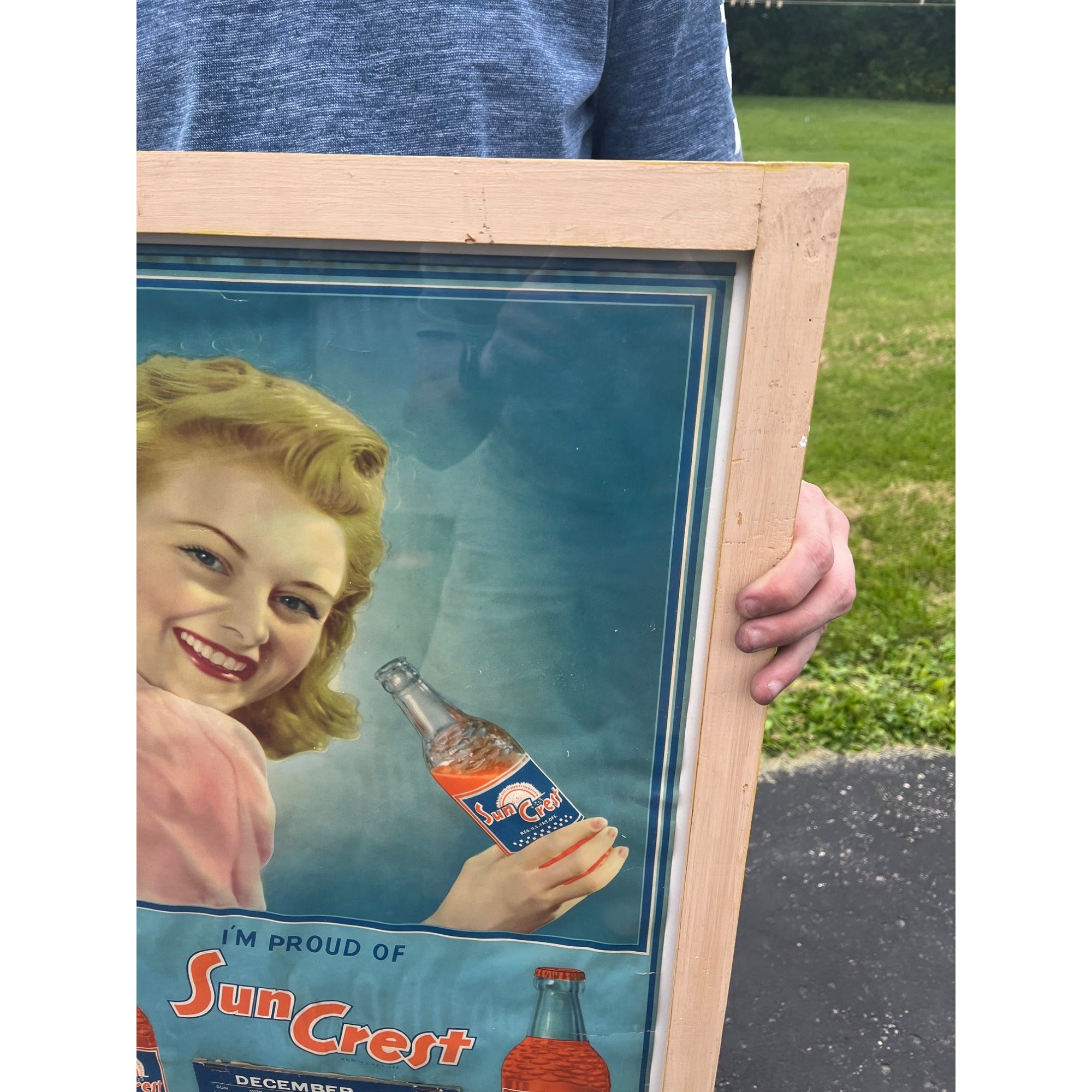 Vintage 1941 Sun Crest Suncrest Soda Advertising Calendar Sign
