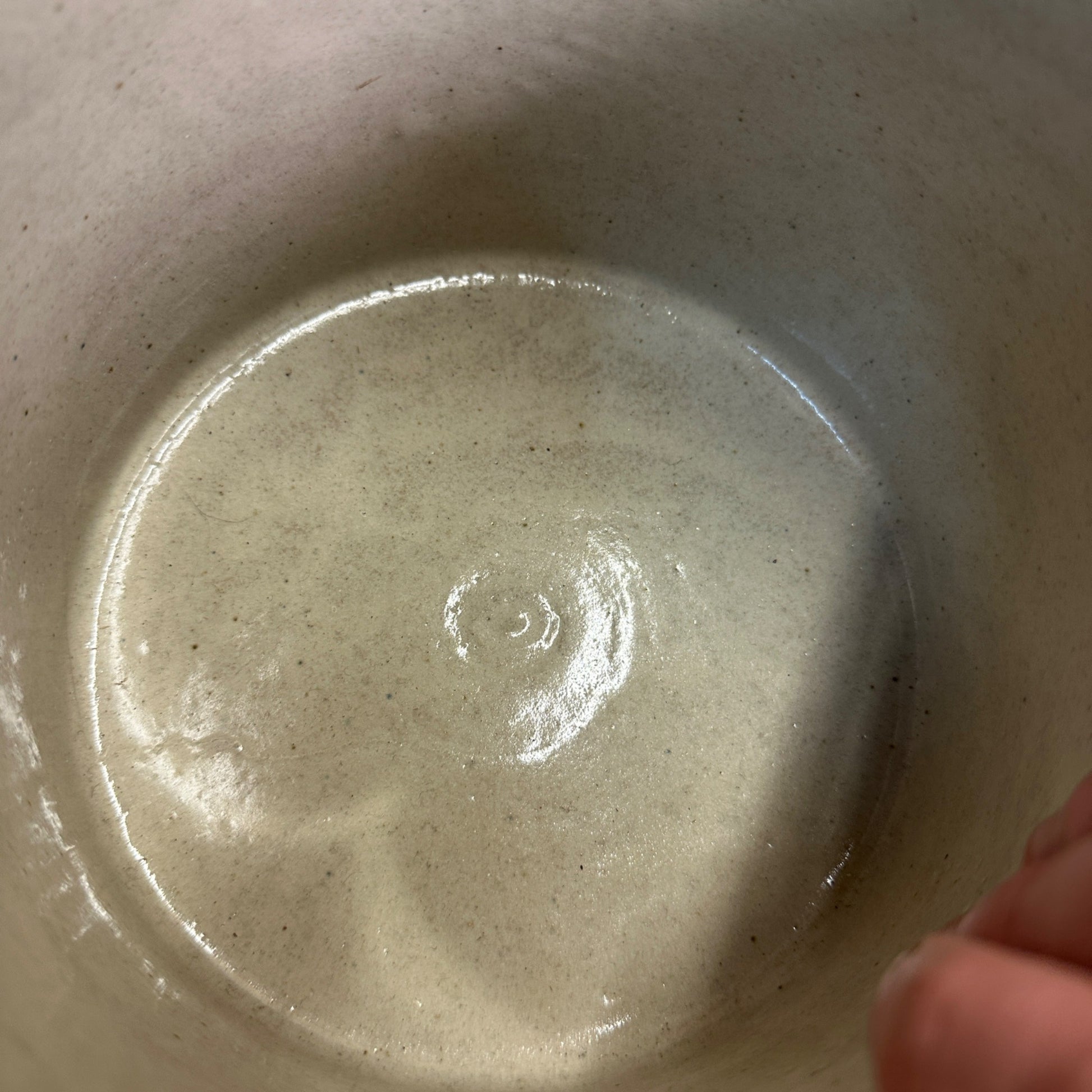 Vintage Stoneware White Glaze Butter Kitchen Crock 7-1/4"Dia x 5" tall Primitive