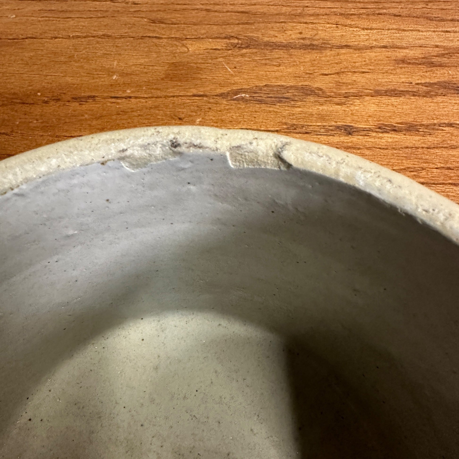 Vintage Stoneware White Glaze Butter Kitchen Crock 7-1/4"Dia x 5" tall Primitive