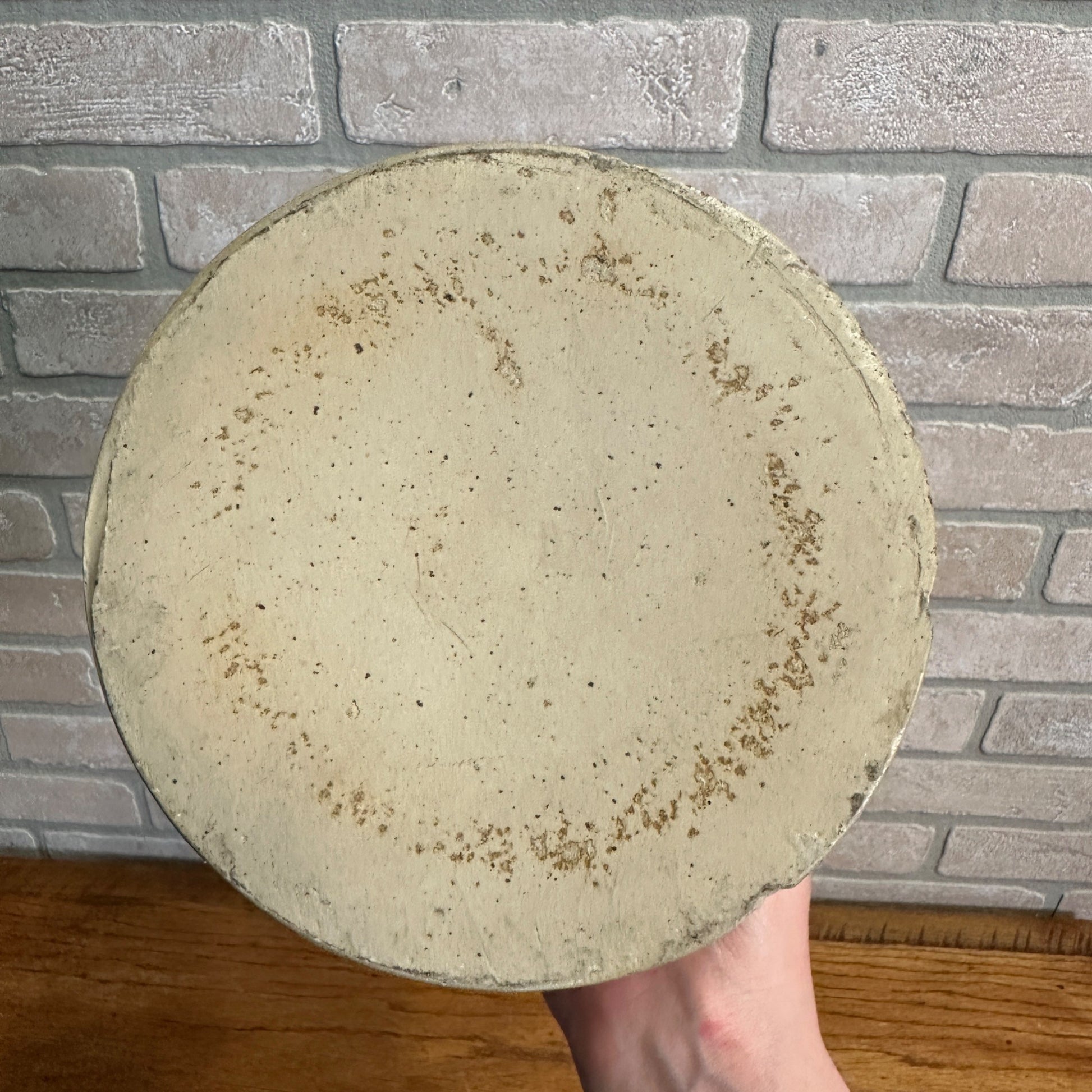 Vintage Stoneware White Glaze Butter Kitchen Crock 7-1/4"Dia x 5" tall Primitive