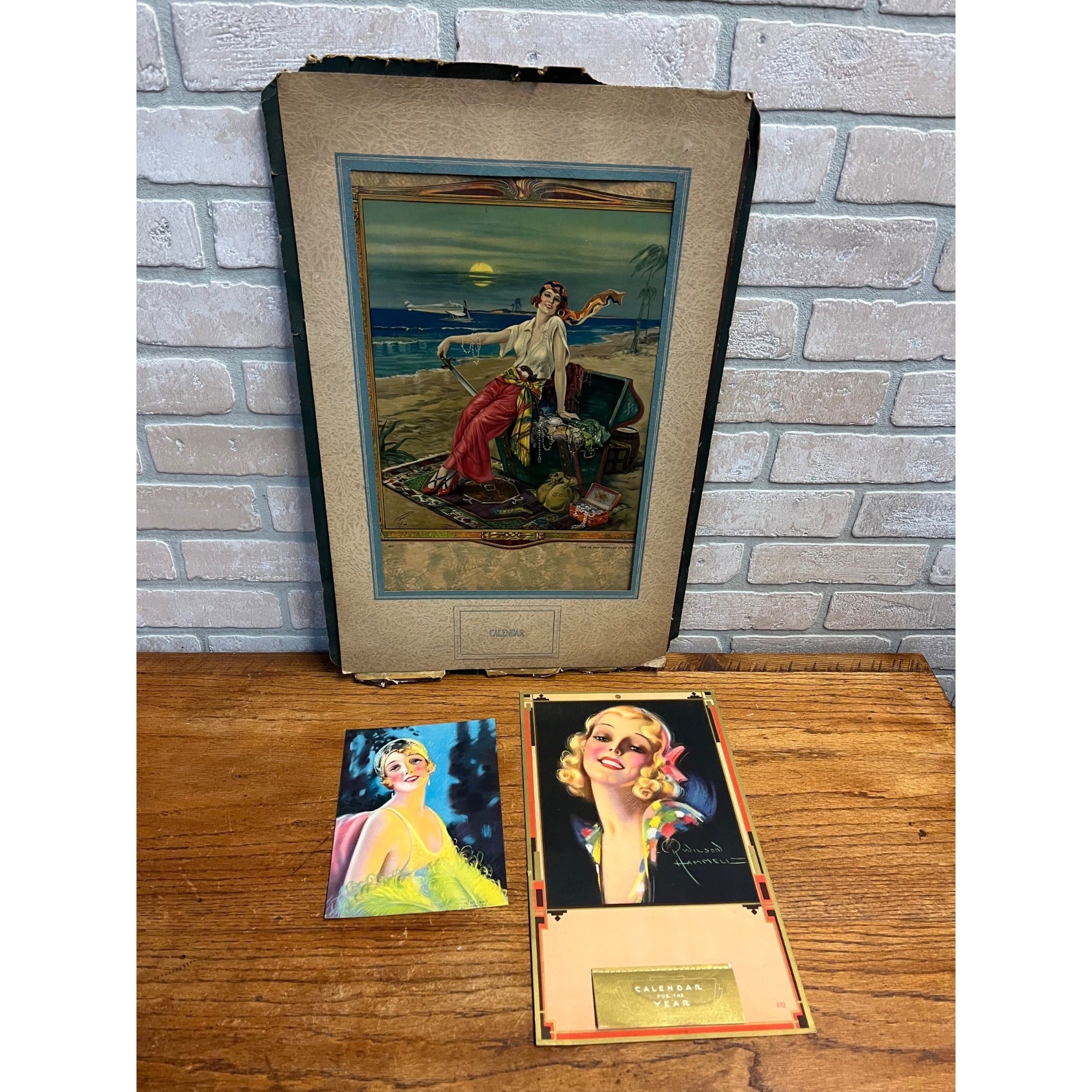 Vintage Art Deco Flapper Girl Lot (3) Litho Prints Artist R. Wilson Hammell