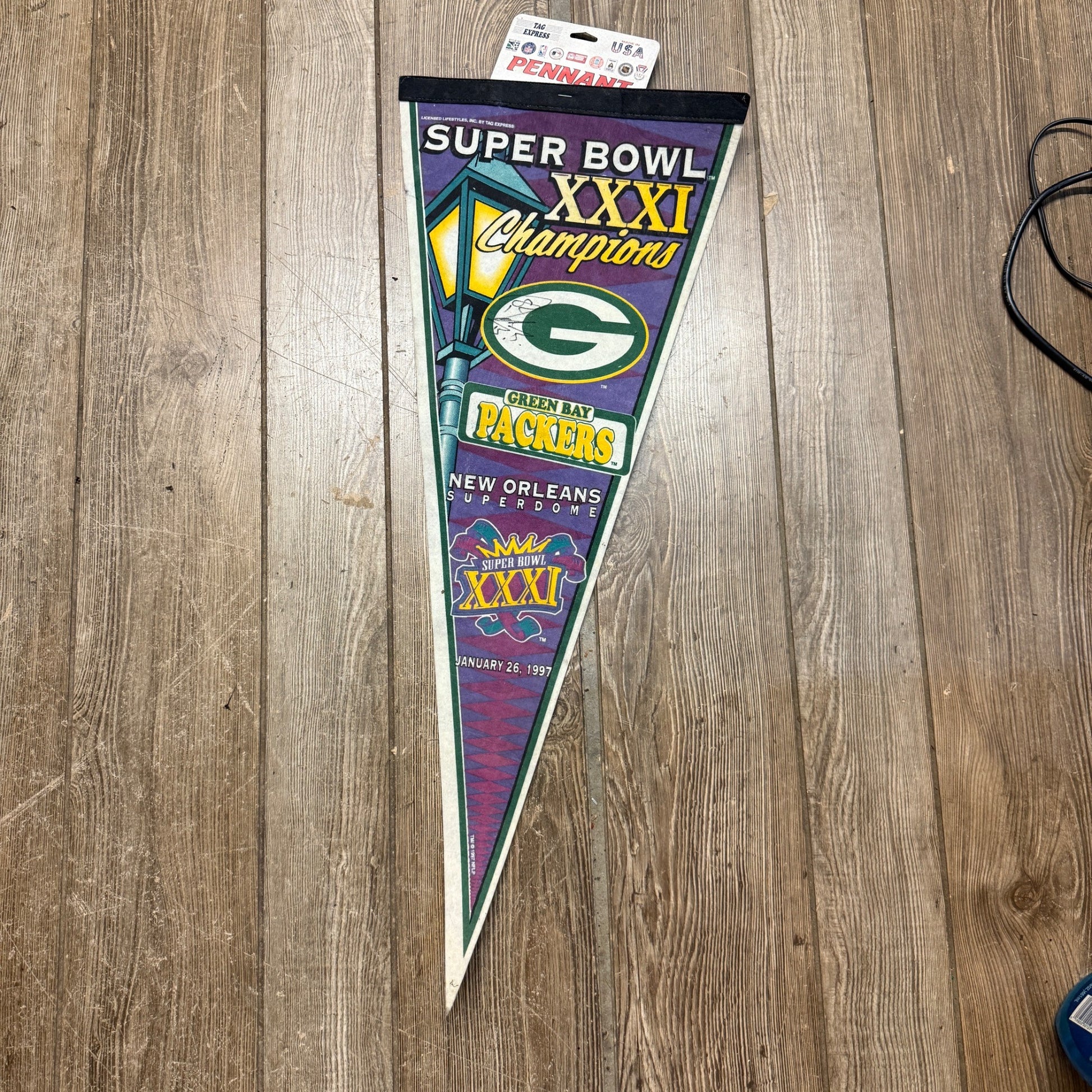 Green Bay Packers BILL SCHROEDER Signed Pennant Super Bowl XXXI Champion
