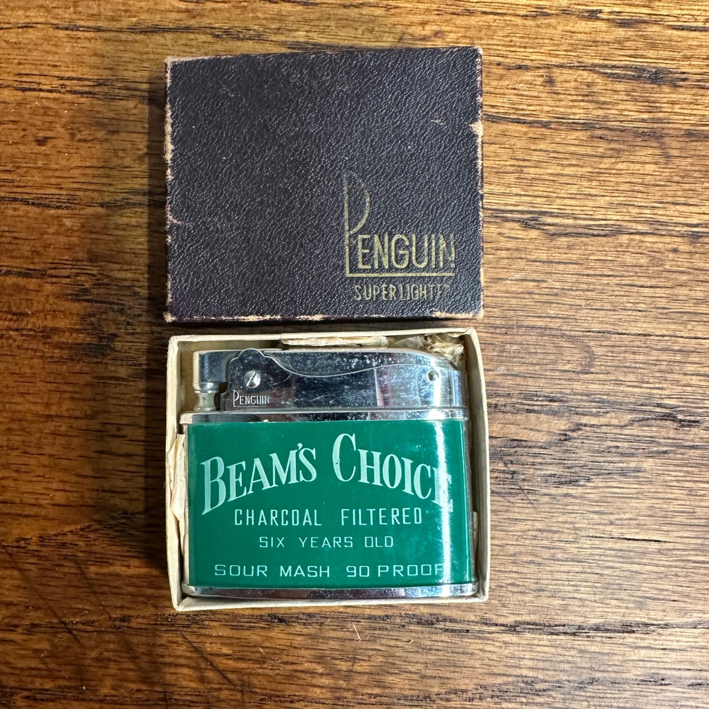 Vintage Beam's Choice Kentucky Bourbon Whiskey Penguin Japan Super Lighter Sour Mash