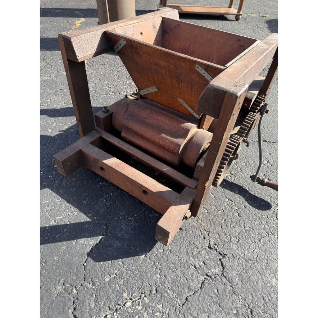 Antique Primitive Apple Cider Press Grinder Farm Tool Hand Crank