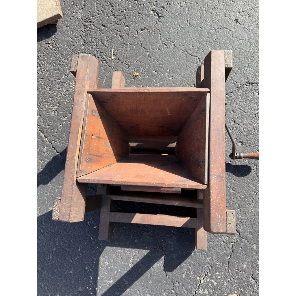 Antique Primitive Apple Cider Press Grinder Farm Tool Hand Crank