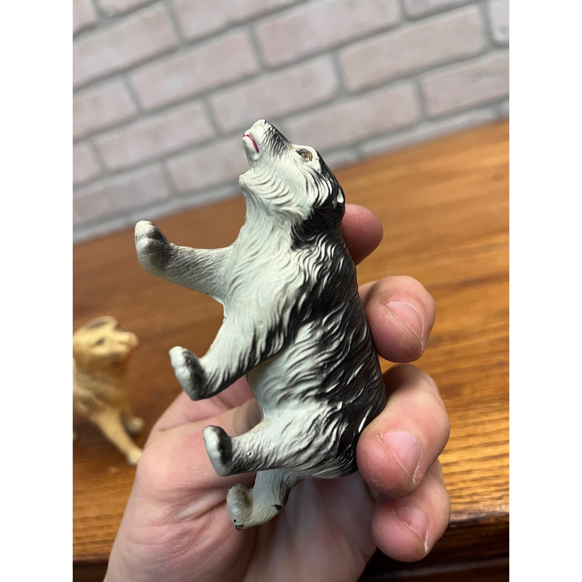 Vintage Dogs Dog Celluloid Toy Christmas Putz Decoration Ornaments Lot (2)