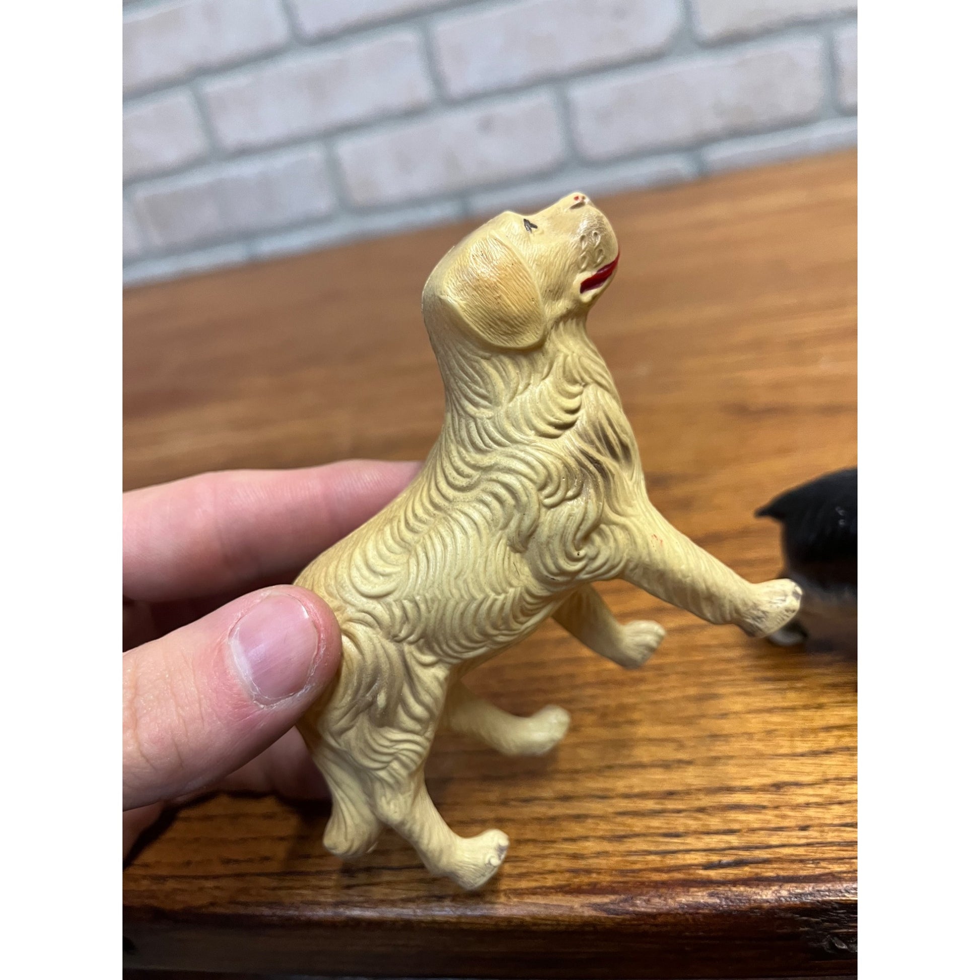 Vintage Dogs Dog Celluloid Toy Christmas Putz Decoration Ornaments Lot (2)