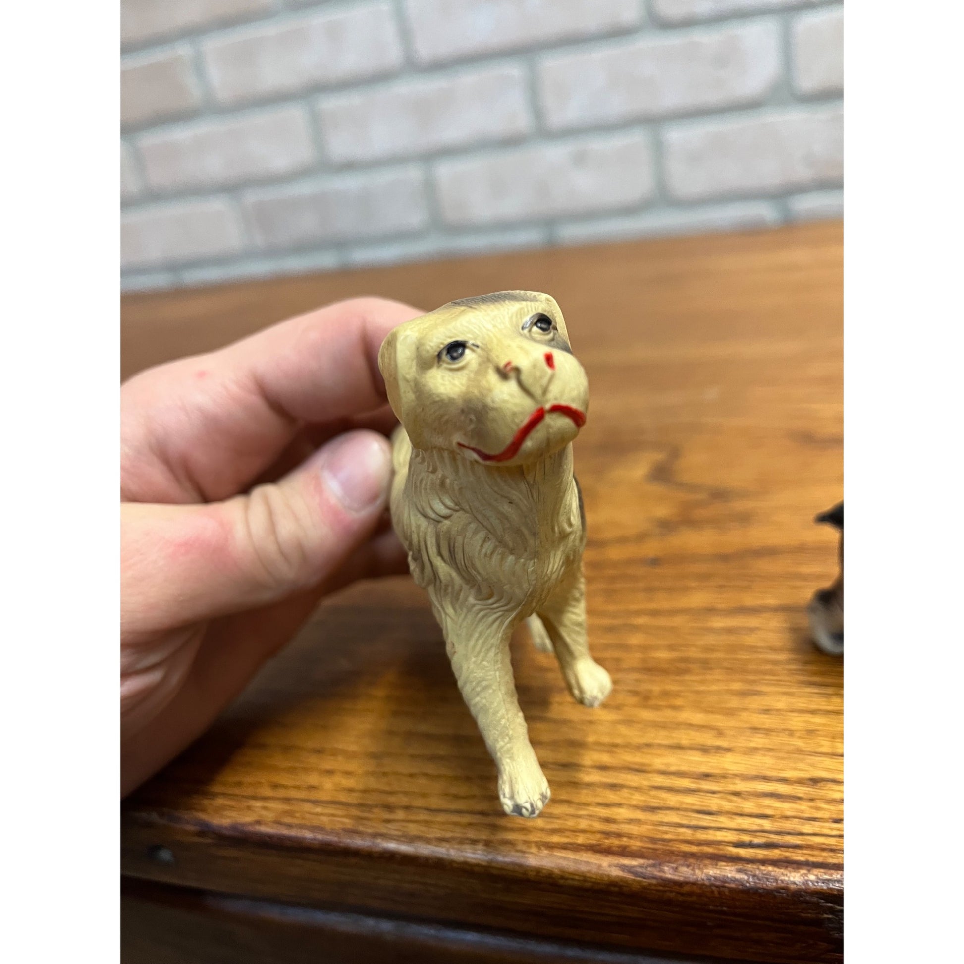 Vintage Dogs Dog Celluloid Toy Christmas Putz Decoration Ornaments Lot (2)