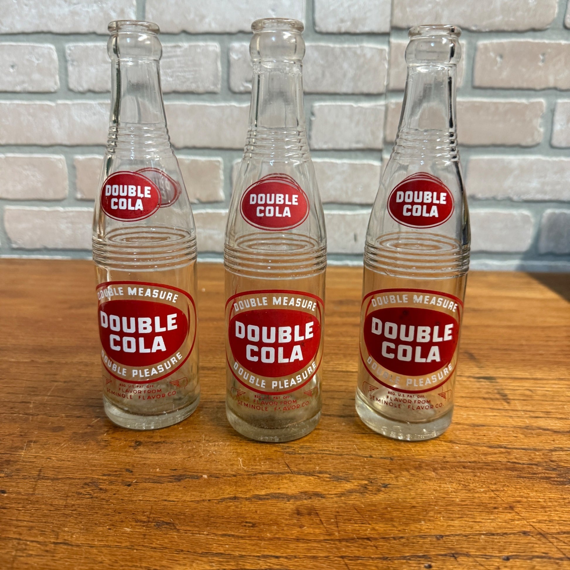 (3) Double Cola Red ACL glass Soda Bottles Lot