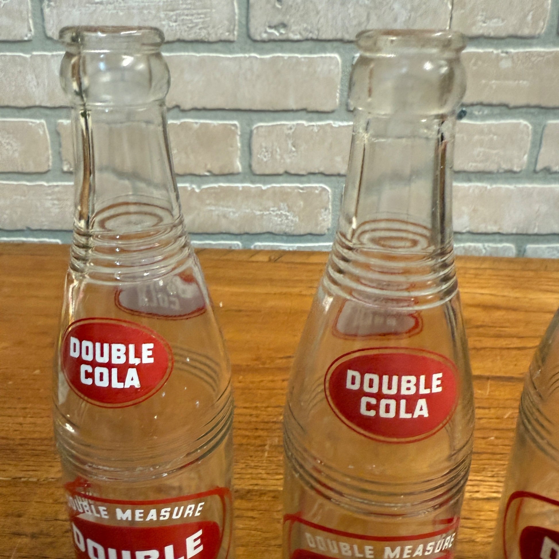(3) Double Cola Red ACL glass Soda Bottles Lot