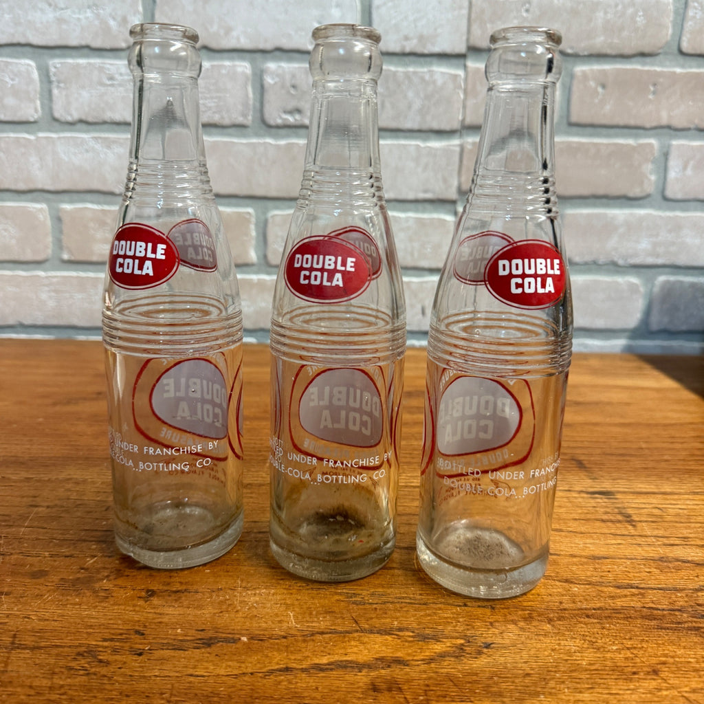 (3) Double Cola Red ACL glass Soda Bottles Lot