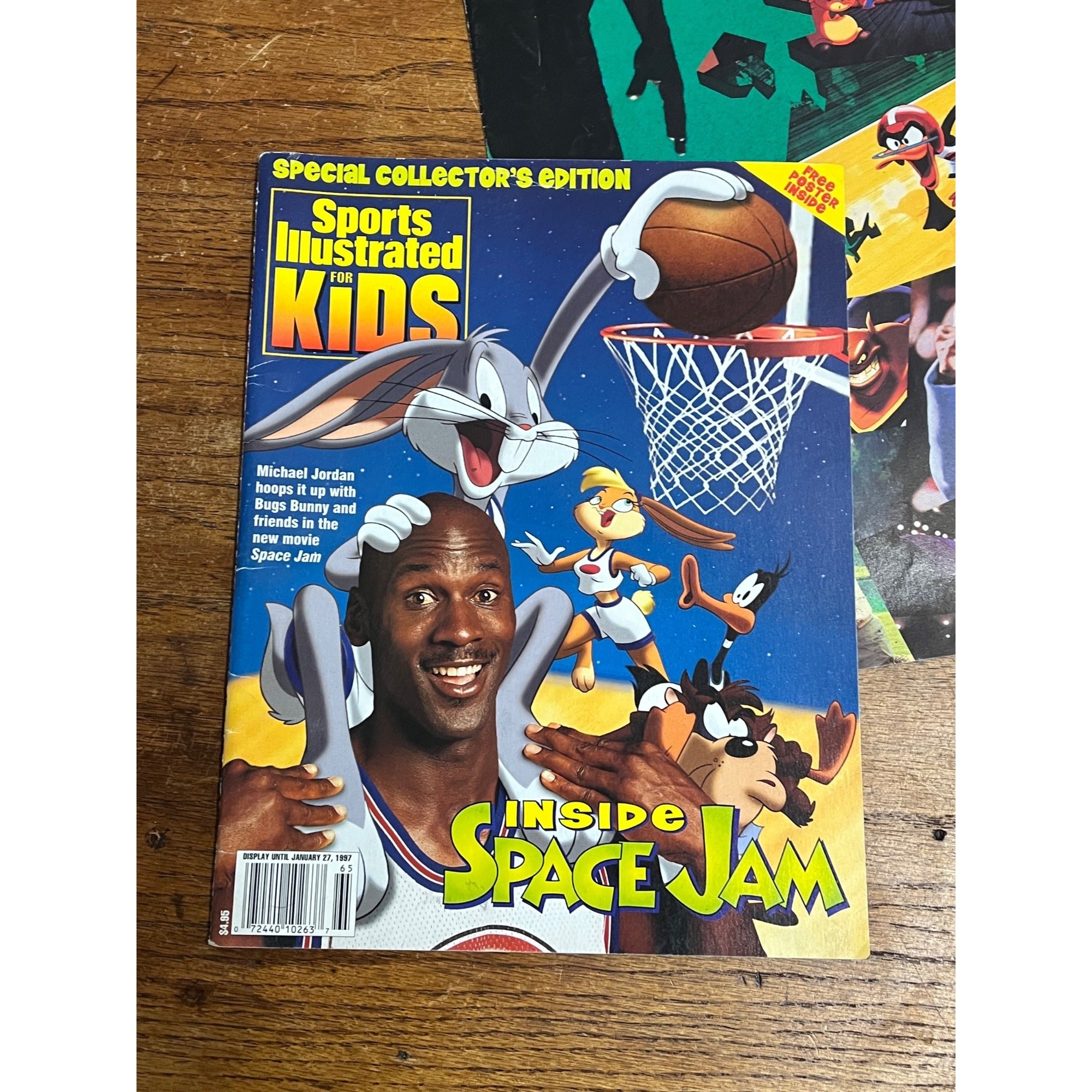 Sports Illustrated for Kids Michael Jordan Space Jam 1997 w Poster 90s Movie NBA