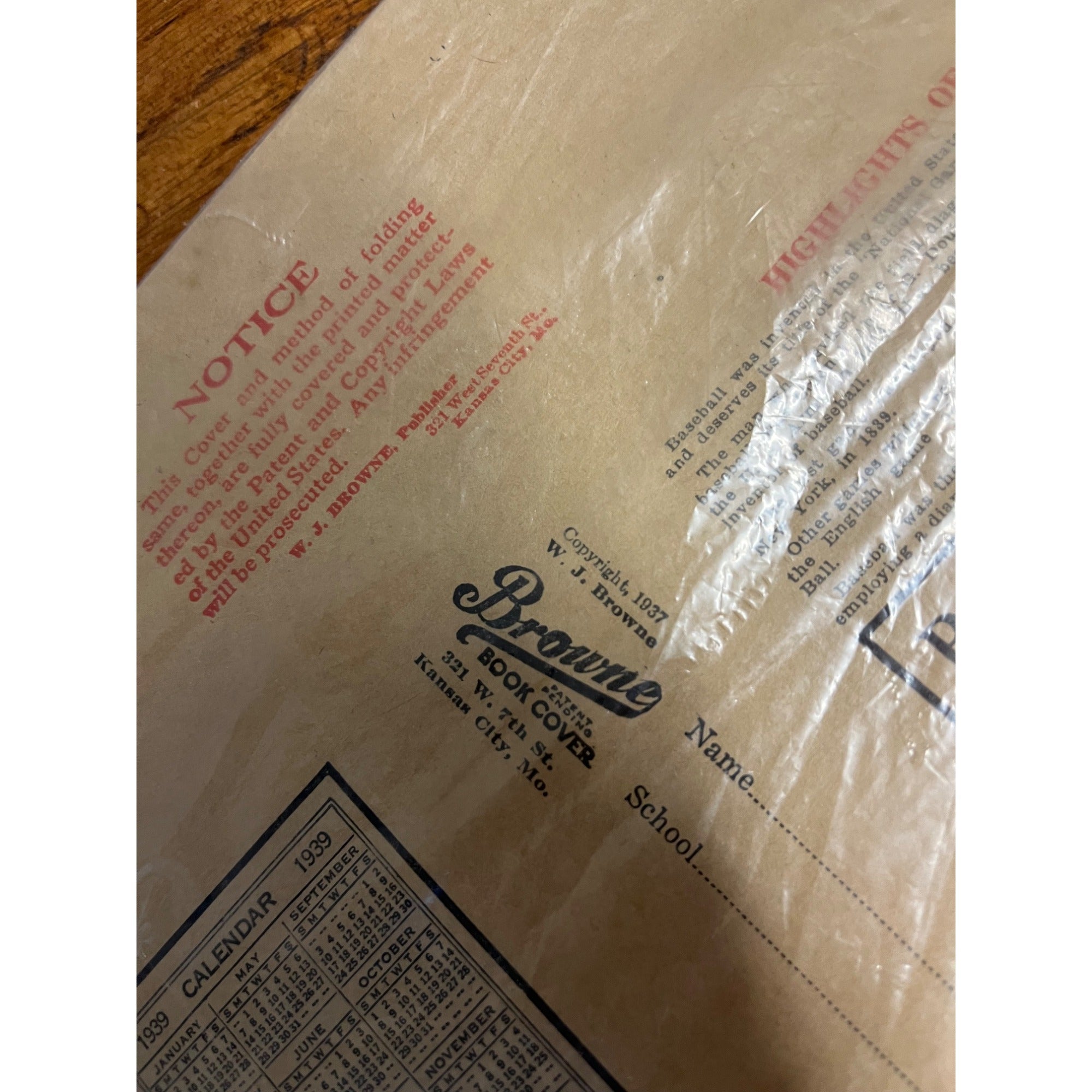 RARE Vintage 1937 Coca Cola Paper Advertising Book Cover Baseball - Browne