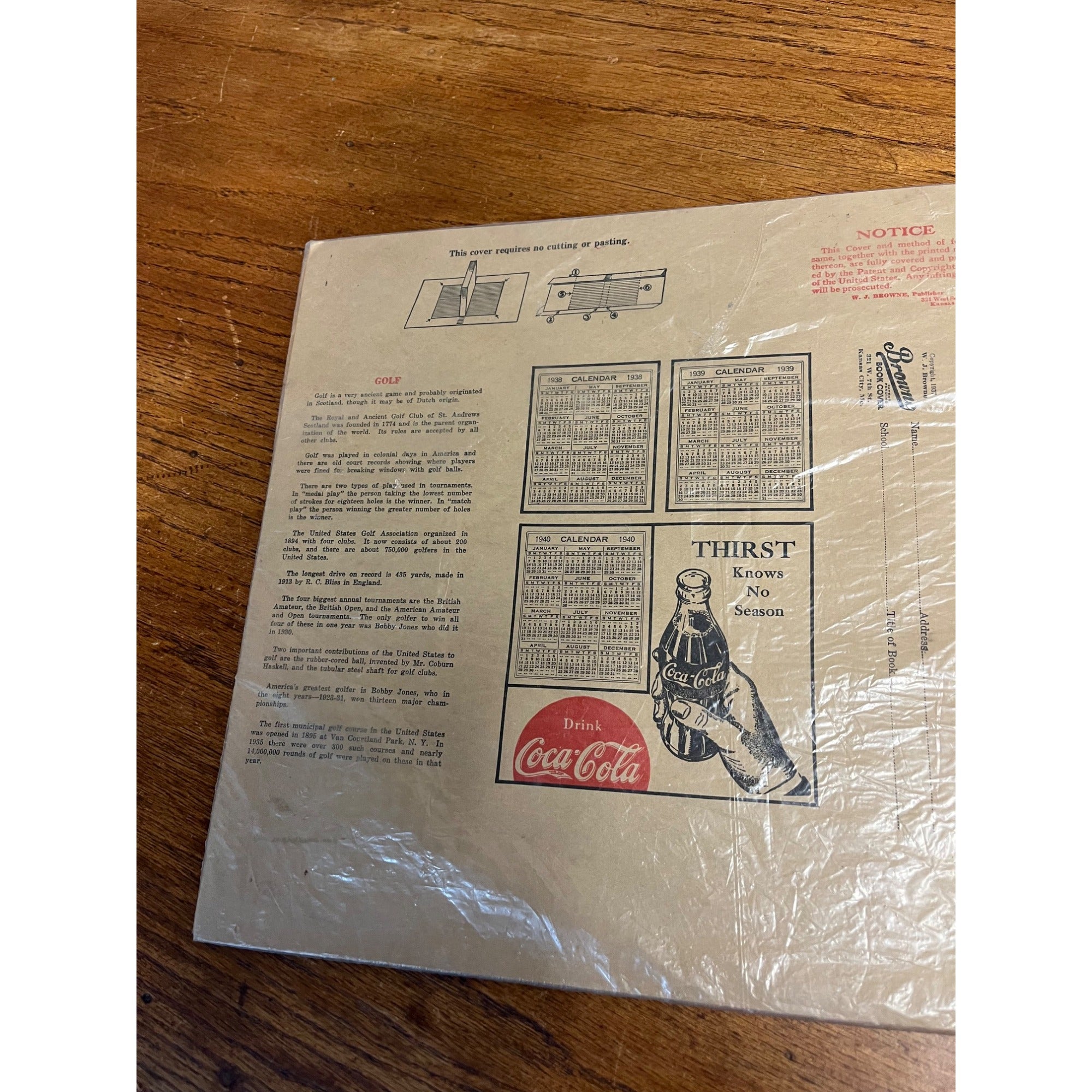 RARE Vintage 1937 Coca Cola Paper Advertising Book Cover Baseball - Browne