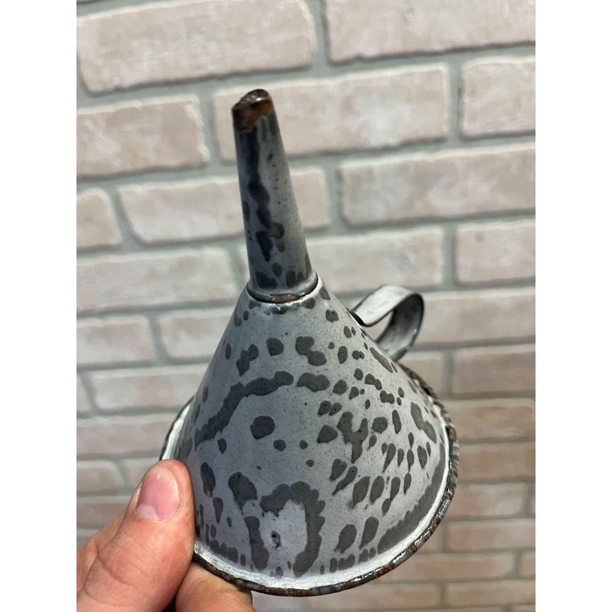 Antique Primitive Grey Graniteware Enamelware Funnel Canning Farmhouse Kitchen Decor