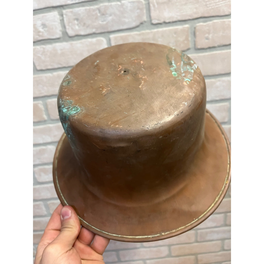 Vintage Copper Top Hat Millinery Drying Mold Form Hatmaker Block Primitive