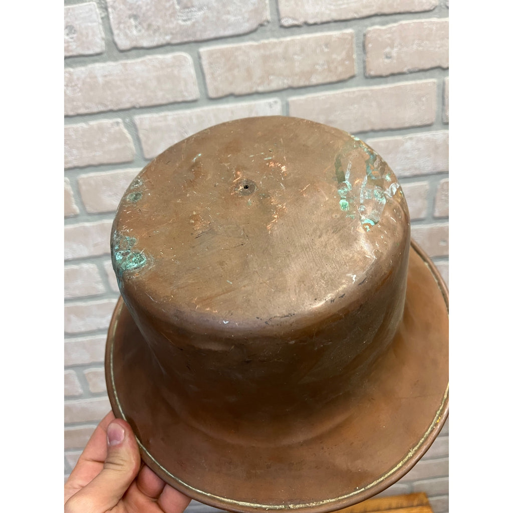 Vintage Copper Top Hat Millinery Drying Mold Form Hatmaker Block Primitive