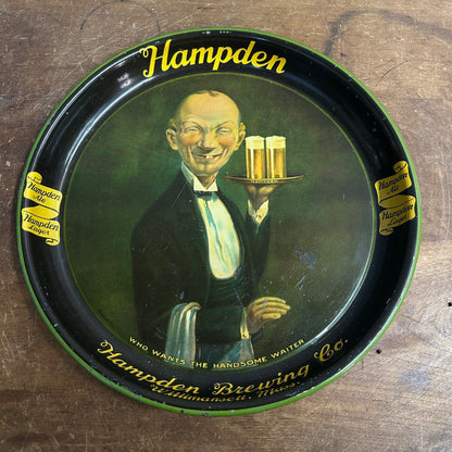 Vintage Hampden Beer Lager Advertising 13" Tray Sign Willimansett Mass