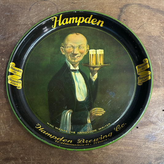 Vintage Hampden Beer Lager Advertising 13" Tray Sign Willimansett Mass