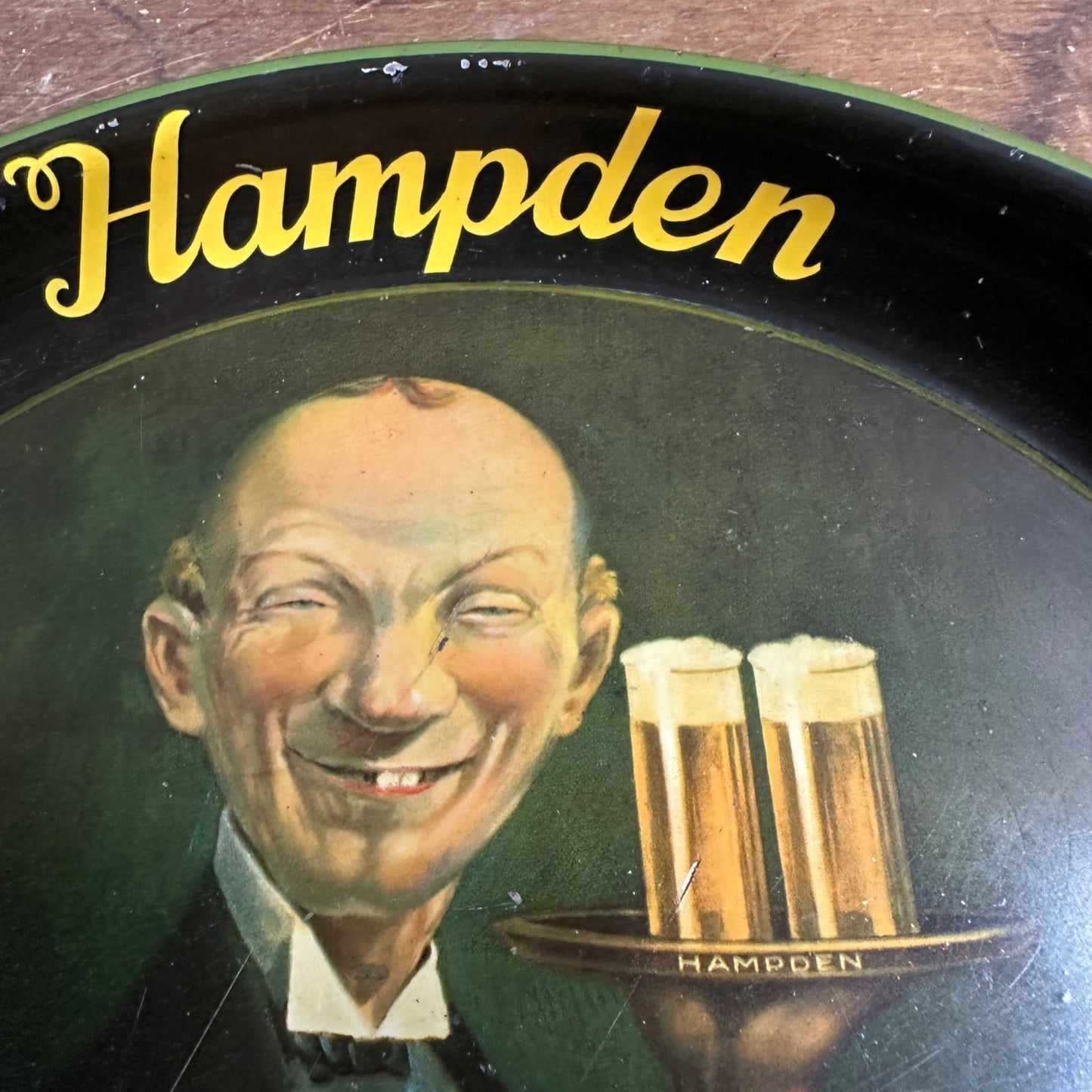 Vintage Hampden Beer Lager Advertising 13" Tray Sign Willimansett Mass